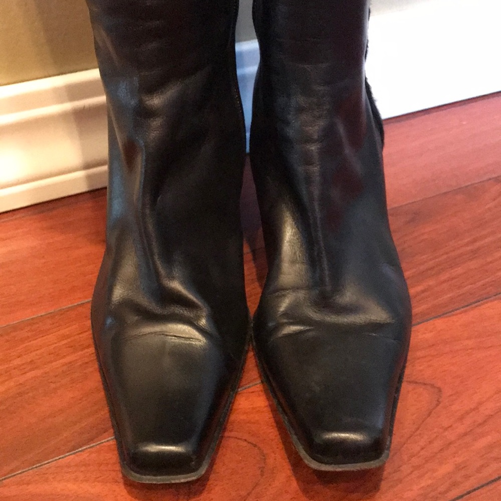 Balenciaga black leather boots with fur trim - Picture 2 of 6